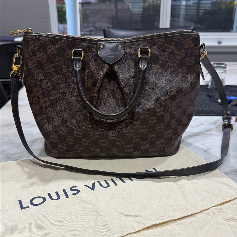 Louis Vuitton Sienna Dark Brown Checkered Tote MM